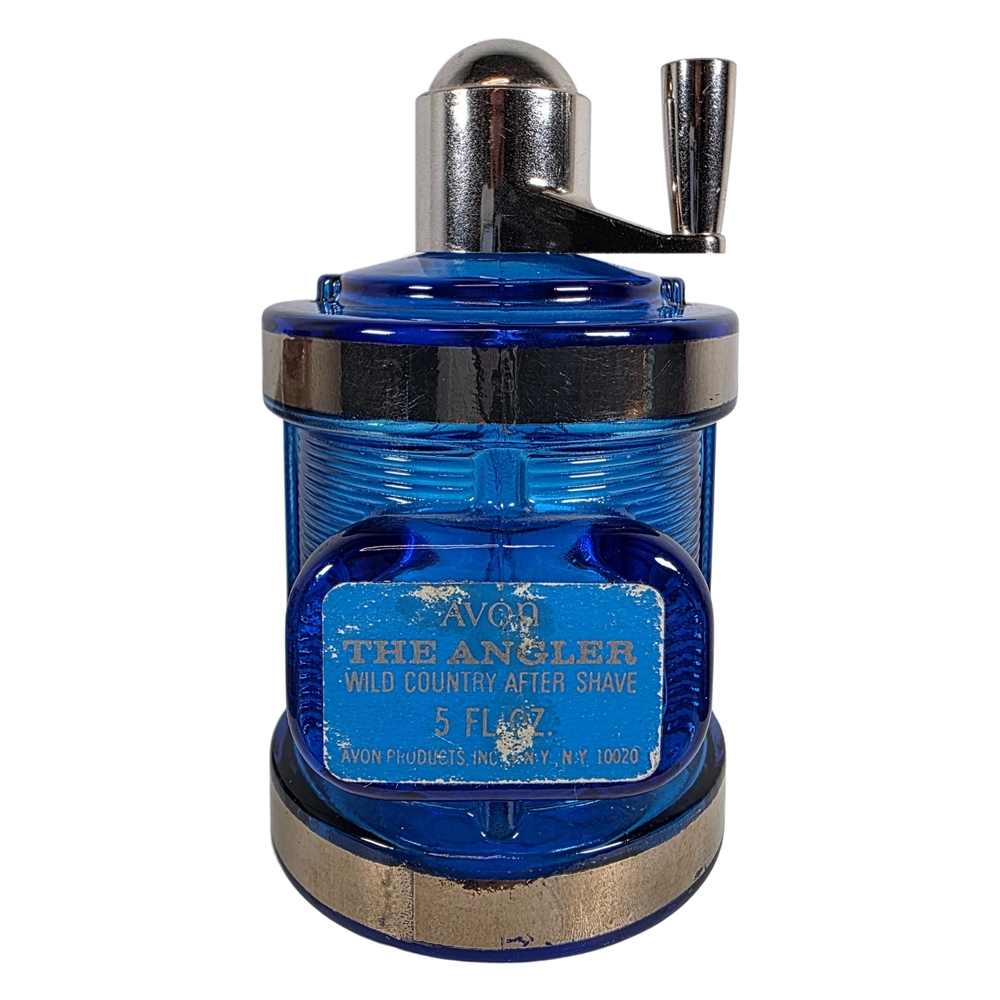 Vintage Avon The Angler Wild Country Blue Glass Decanter 1970s Bottle